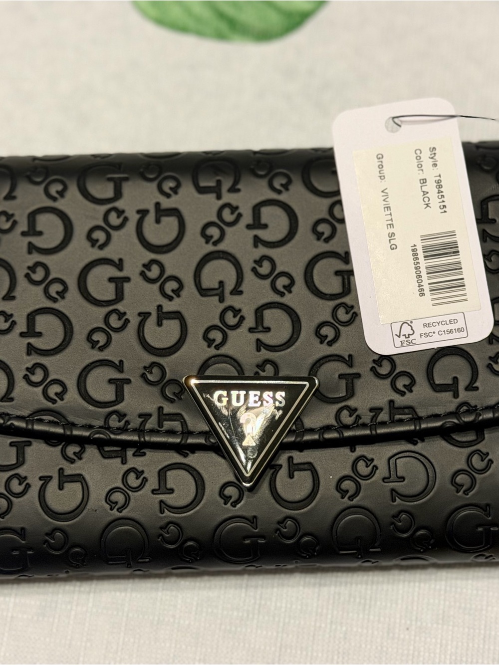 Guess Black Embossed Logo Triangle wallet